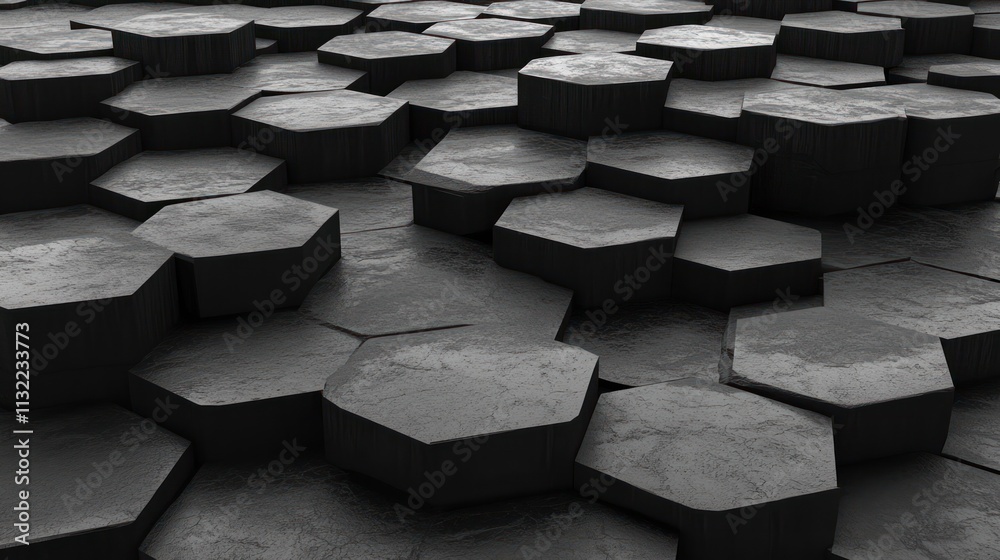 Poster Abstract Hexagonal Stone Pattern Dark Grey Background