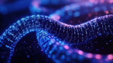 Abstract digital representation of flowing data in vibrant colors.