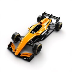 Fototapeta premium a racing car, dynamic and sleek design, digital art, vibrant orange and black, isolated on white background 