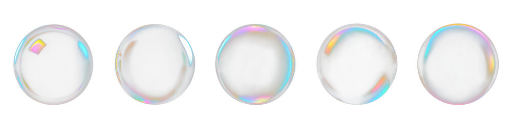 set of soap bubbles isolated on transparent background.generative AI