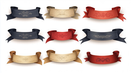 Old Vintage Ribbon Banners Collection Set