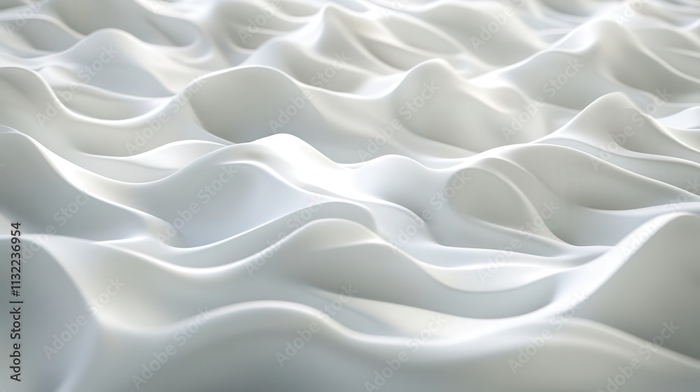 Poster design a 3d seamless pattern featuring white waves that flow continuously across the scene.