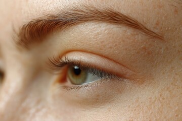 Obraz premium Close-up of a Human Eye with Long Eyelashes