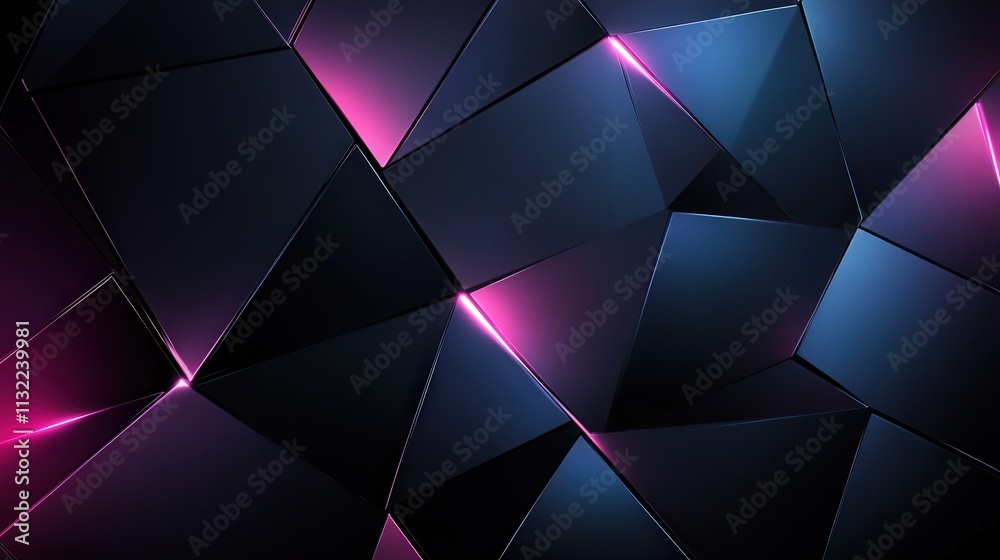 Aufkleber design a futuristic, high-tech background with a dark color palette, featuring triangular blocks tha
