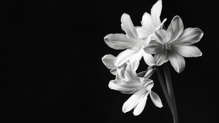 Hyacinths, black background, photorealistic quality