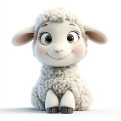 A cute, cartoonish sheep with a friendly expression, designed for children's content.
