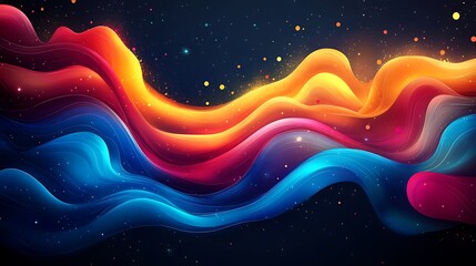 Obraz premium Colorful abstract background with vibrant liquid wave glowing particles background