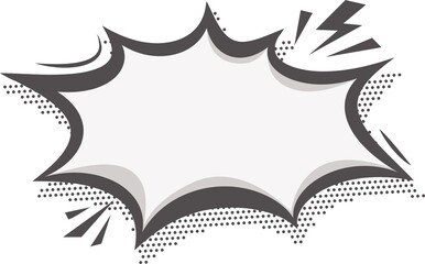 Manga speech bubble. Comic text frame with pop art halftone dotted effect. Balloon chat shape for dialog. Cloud for shock shout and scream action messages. Irregular cartoon decoration