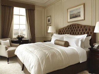 Fototapeta premium Luxurious Hotel Room Bedroom Interior Design