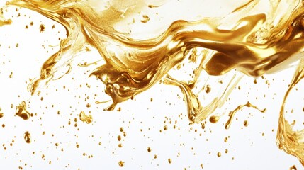Flowing golden liquid action studio setting abstract content bright environment close-up view beauty of motion