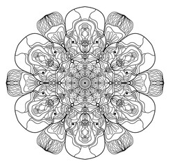 Mandala flower freehand drawing vintage style decorative elements for abstract background