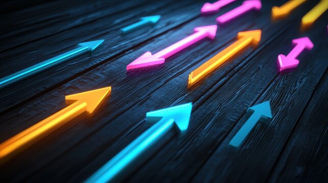 Dynamic arrows illustrating tactical execution by teams, leading to optimized workflow and shared success