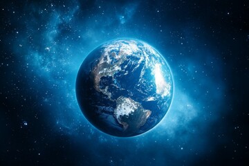 Fototapeta premium Planet Earth in deep space, surrounded by stars.