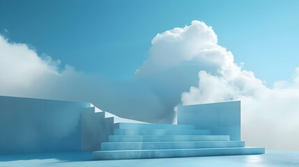 Abstract 3D Render Steps Cloud Background