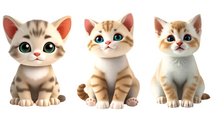 Three kittens, white background image