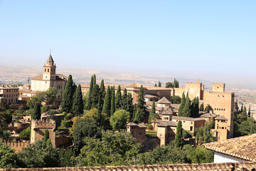 Obraz premium View of the Alcazaba of the Alhambra in the Spanish city Granada, Andalusia, Spain 