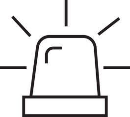Obraz premium Emergency siren icon in black line style. Alert light bulb vector represent urgency and attention. Ambulance or police emergency siren sign. Alarm lamp symbol isolated on transparent background.