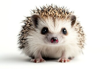 Obraz premium Adorable baby hedgehog isolated on white background.