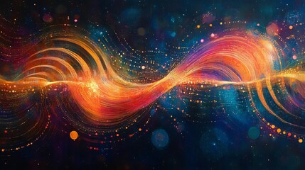 Fototapeta premium Abstract swirling lights, cosmic dust, vibrant colors.