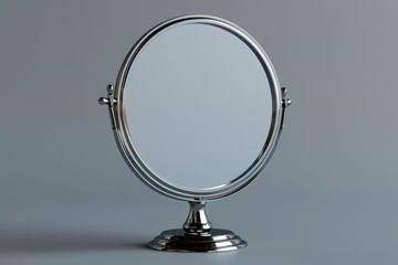 Table mirror on gray background