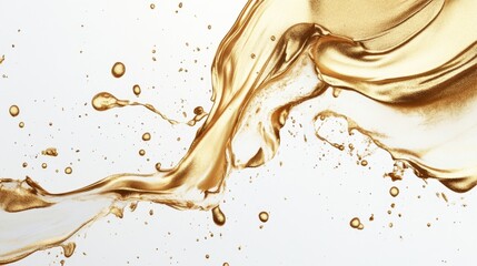 Fototapeta premium Dynamic gold liquid splash studio setting abstract art high contrast close-up visual elegance