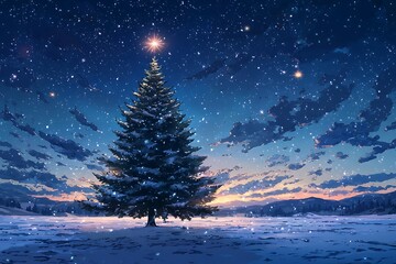 christmas tree in anime style