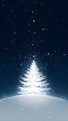 Naklejka premium a single christmas tree on a starry background