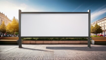 Fototapeta premium Vertical blank white billboard. Generated image