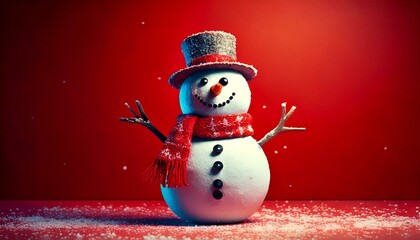 snowman on a red background