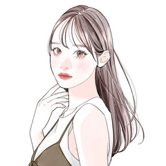 振り返る女性