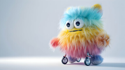 Fototapeta premium Rainbow Furry Monster 3D Render