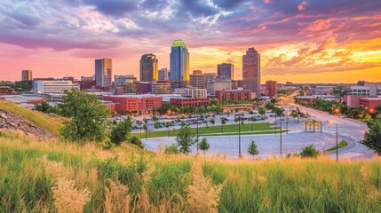 Fototapeta premium Kansas City Skyline Sunset Cityscape View