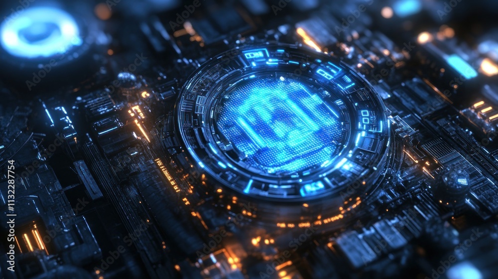 Aufkleber Futuristic Technology Abstract Circular Data Processor