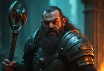 Mystical portrait of a dwarf cleric