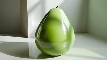 Green Pear 3D Render: Minimalist Still Life Illustration