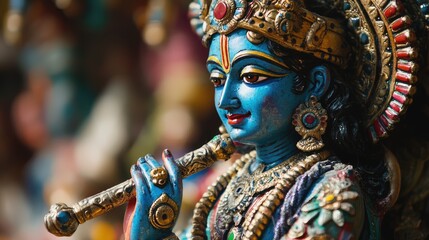 Obraz premium Vishnu is the god of Preservation, the great maintainer who often appears in various incarnations avatara to provide salvation for humanity Some of his best-known avatars who are tremendously pop. AI
