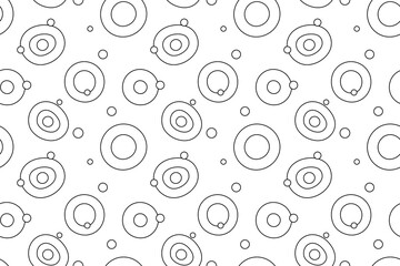 Seamless pattern of overlapping hollow and solid circles, designed for childrens creative coloring activities.