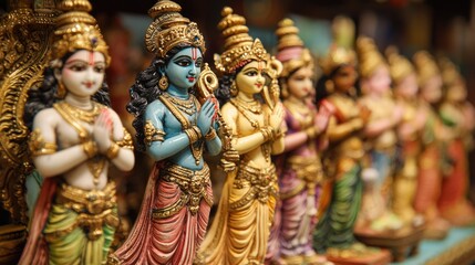 Fototapeta premium Vishnu is the god of Preservation, the great maintainer who often appears in various incarnations avatara to provide salvation for humanity Some of his best-known avatars who are tremendously pop. AI