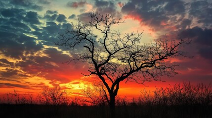 Naklejka premium sunset landscape, golden horizon, tranquil scenery