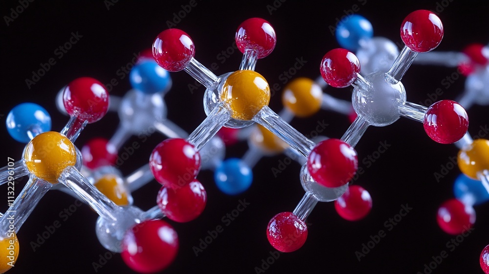 Poster close-up of a molecular structure showcasing atoms and bonds.