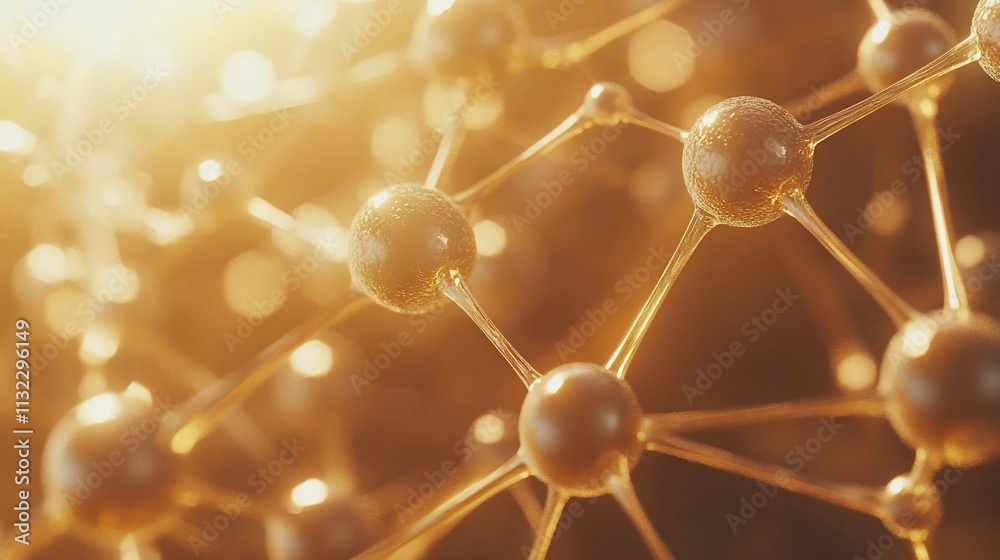 Poster Close-up view of molecular structures with a warm glow.