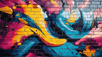 Obraz premium Colorful urban street art city wall graffiti vibrant close-up