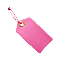blank pink  price tag isolated on transparent background