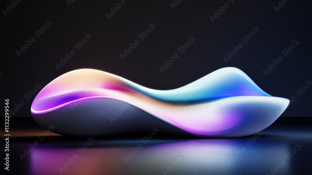 Poster abstract wave shaped futuristic illuminated seat design