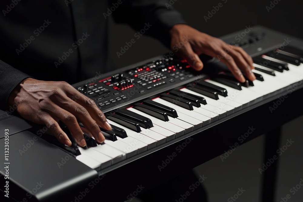 Aufkleber Close-up of hands playing a keyboard instrument.