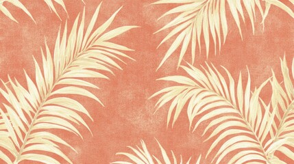 Elegant Palm Fronds on Coral Background Design
