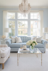 A well-appointed living room featuring contemporary furniture, a neutral color palette, and decorative home accents, creating a tranquil and stylish space
