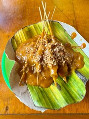 Original Satay Padang Served on Banana Leaf