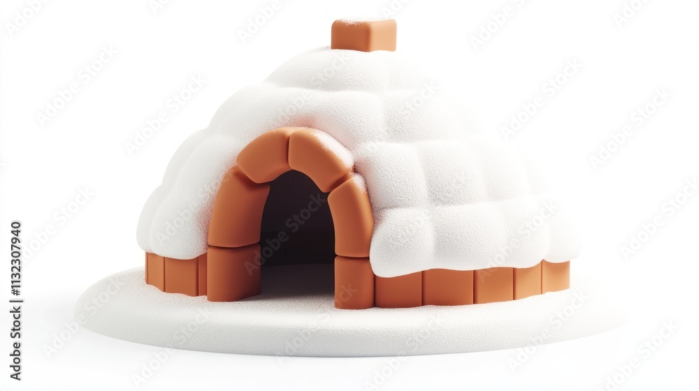 Poster 3D render of an igloo on snow.