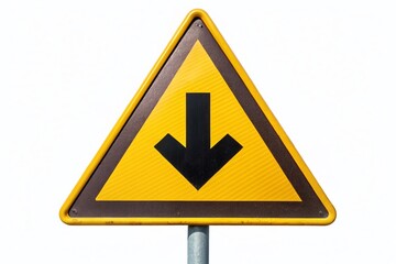 Caution Down Arrow Triangle Sign - Flat Design Alert Symbol